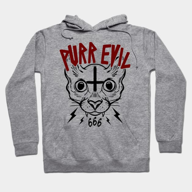 PURR EVIL - SATANIC CAT - OCCULT CAT - FUNNY CAT OCCULT Hoodie by Tshirt Samurai